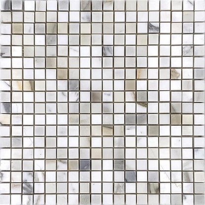 White 12x12 Matte Square Calacatta Marble Mosaic Tile (5 pack, 5 sq ft/case)