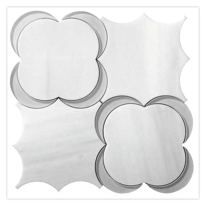 White Gray 11x11 Polished Floral Star Dolomite Glass Marble Mosaic Tile (5 pack, 4.28 sq ft/case)