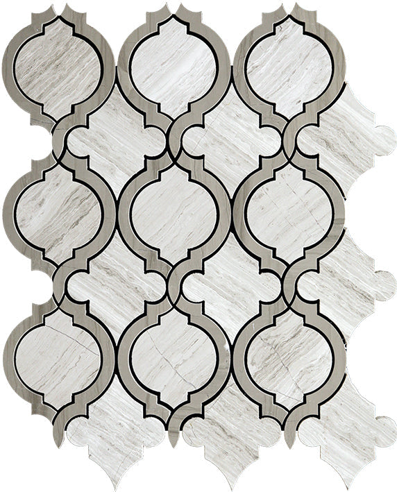 5-Pack Grey 12-in x 12-in Polished Natural Stone Honeycomb Wood Look Floor and Wall Tile