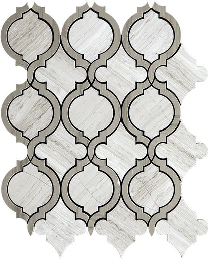 5-Pack Grey 12-in x 12-in Polished Natural Stone Honeycomb Wood Look Floor and Wall Tile - Sample
