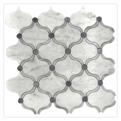 Soft White Gray 12x12 Polished Arabesque Stone Mosaic Tile (5 pack, 4.83 sq ft/case)