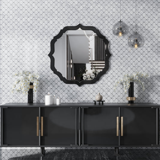 Soft White Gray 12x12 Polished Arabesque Stone Mosaic Tile (5 pack, 4.83 sq ft/case) - Sample