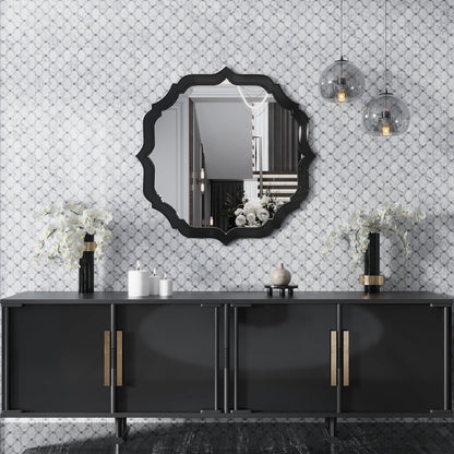 Soft White Gray 12x12 Polished Arabesque Stone Mosaic Tile (5 pack, 4.83 sq ft/case)