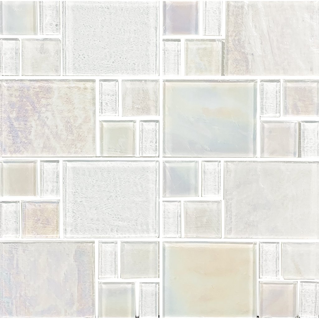 White, Mixed Mosaic - Glass Tile - view 4