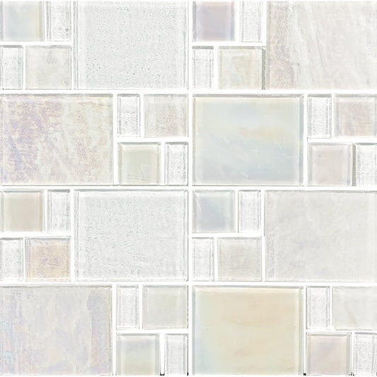 White, Mixed Mosaic - Glass Tile - view 4