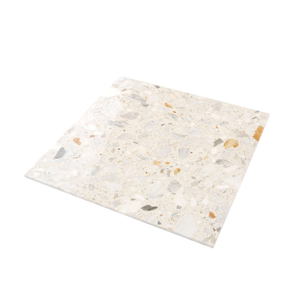 Ivory White Gray 24x24 Polished Square Terrazzo Large Format Tile (4 pack, 15.5 sq ft/case) - Sample