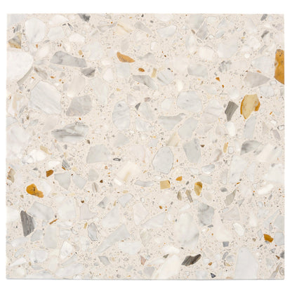 Ivory White Gray 24x24 Polished Square Terrazzo Large Format Tile (4 pack, 15.5 sq ft/case)