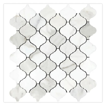 White Gray 10x11 Polished Arabesque Calacatta Gold Marble Mosaic Tile (5 pack, 3.75 sq ft/case)