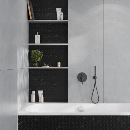 Jet Black 12x12 Honed Hexagon Marble Mosaic Tile (5 pack, 4.83 sq ft/case) - Sample