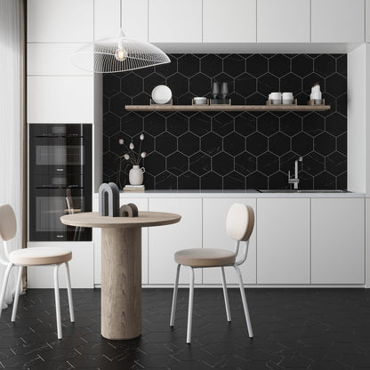 Jet Black 10x10 Honed Hexagon Marble Tile (5 pack, 2.95 sq ft/case) - Sample