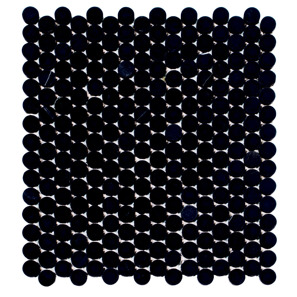 Eastern Black 11x12 Tumbled Penny Round Marble Mosaic Tile (5 pack, 4.83 sq ft/case)