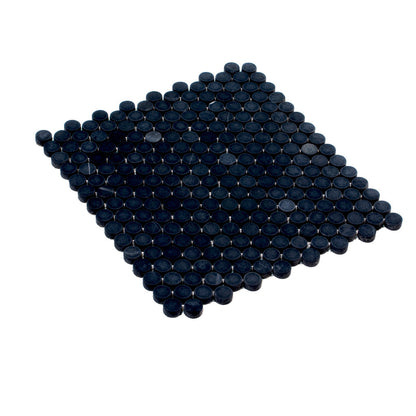 Eastern Black 11x12 Tumbled Penny Round Marble Mosaic Tile (5 pack, 4.83 sq ft/case)