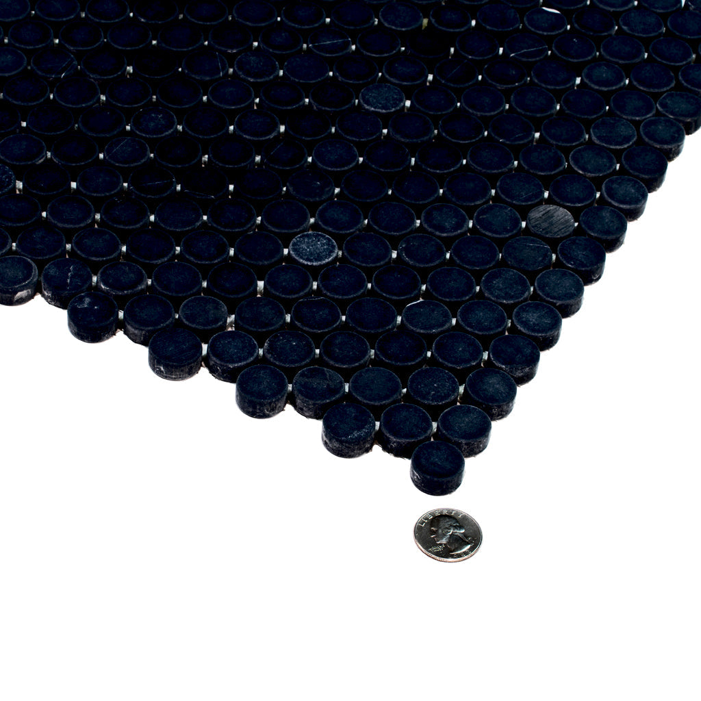 Eastern Black 11x12 Tumbled Penny Round Marble Mosaic Tile (5 pack, 4.83 sq ft/case)