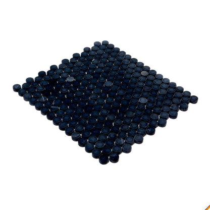 Eastern Black 11x12 Tumbled Penny Round Marble Mosaic Tile (5 pack, 4.83 sq ft/case)