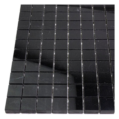 Eastern Black 12x12 Polished Square Marble Mosaic Tile (5 pack, 5 sq ft/case)