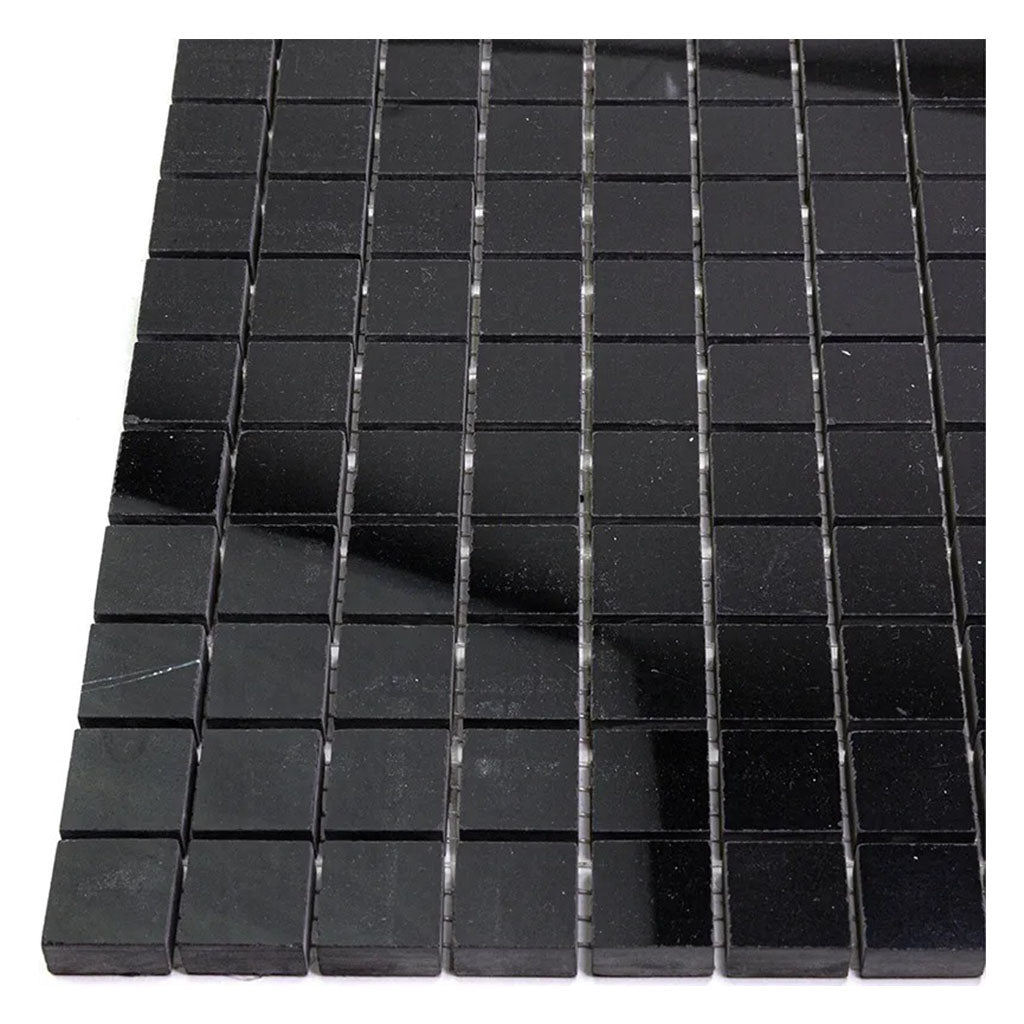 Jet Black 12x12 Polished Square Marble Mosaic Tile (5 pack, 5 sq ft/case) - Sample