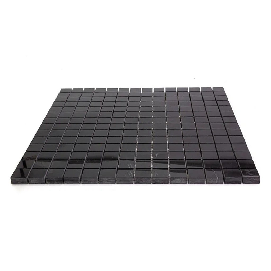 Jet Black 12x12 Polished Square Marble Mosaic Tile (5 pack, 5 sq ft/case) - Sample