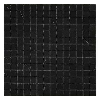 Eastern Black 12x12 Polished Square Marble Mosaic Tile (5 pack, 5 sq ft/case)