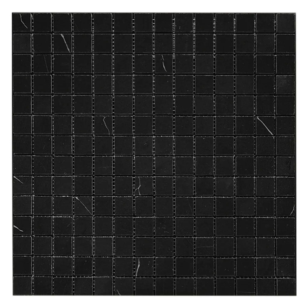 Jet Black 12x12 Polished Square Marble Mosaic Tile (5 pack, 5 sq ft/case) - Sample