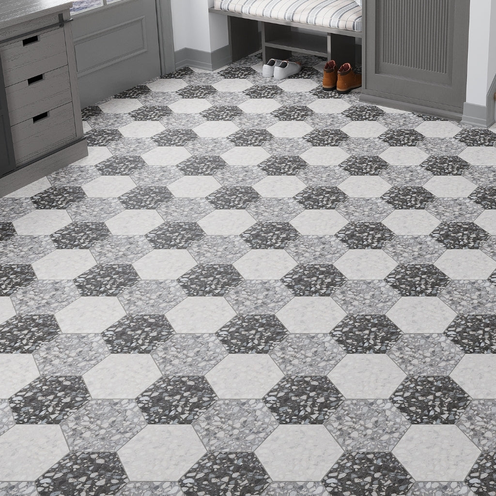 Charcoal Black 9x11 Matte Hexagon Porcelain Tile (16 pack, 8.07 sq ft/case)