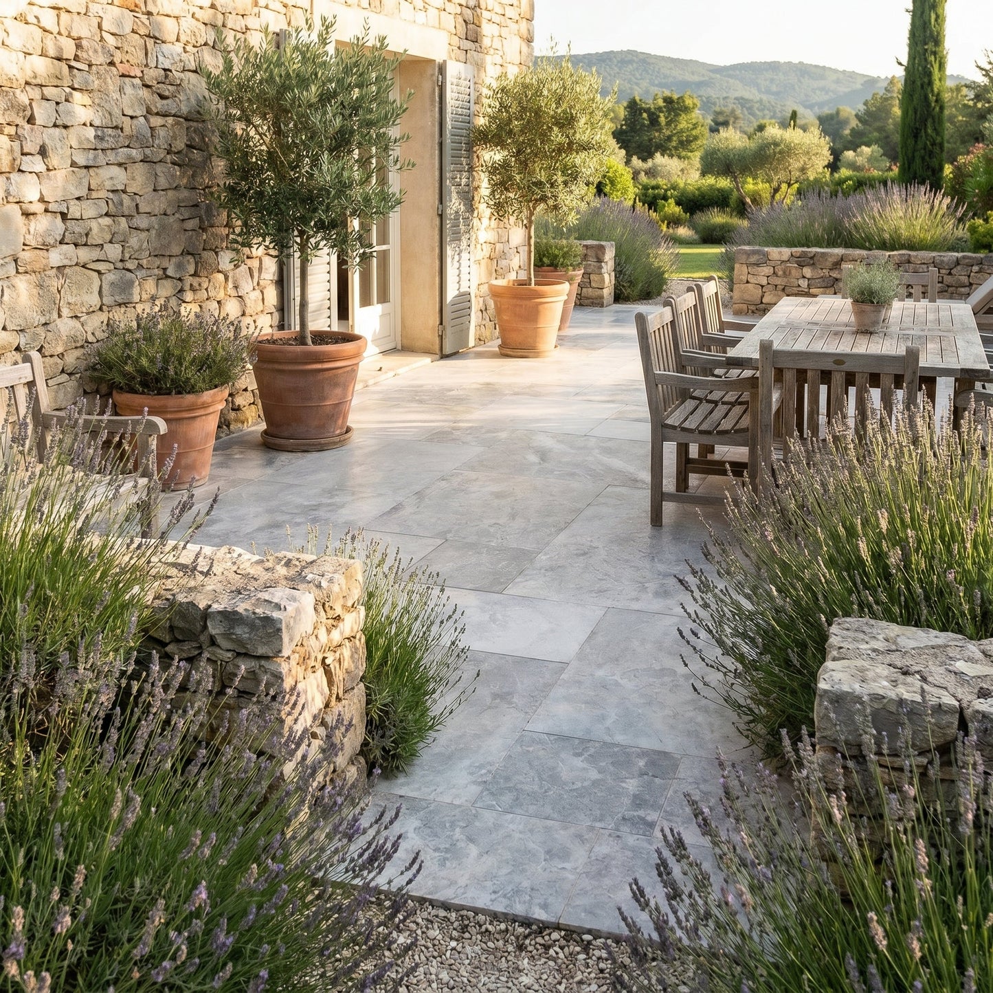 Talya Gray Marble Leather Finish Pavers (3 cm Thickness)