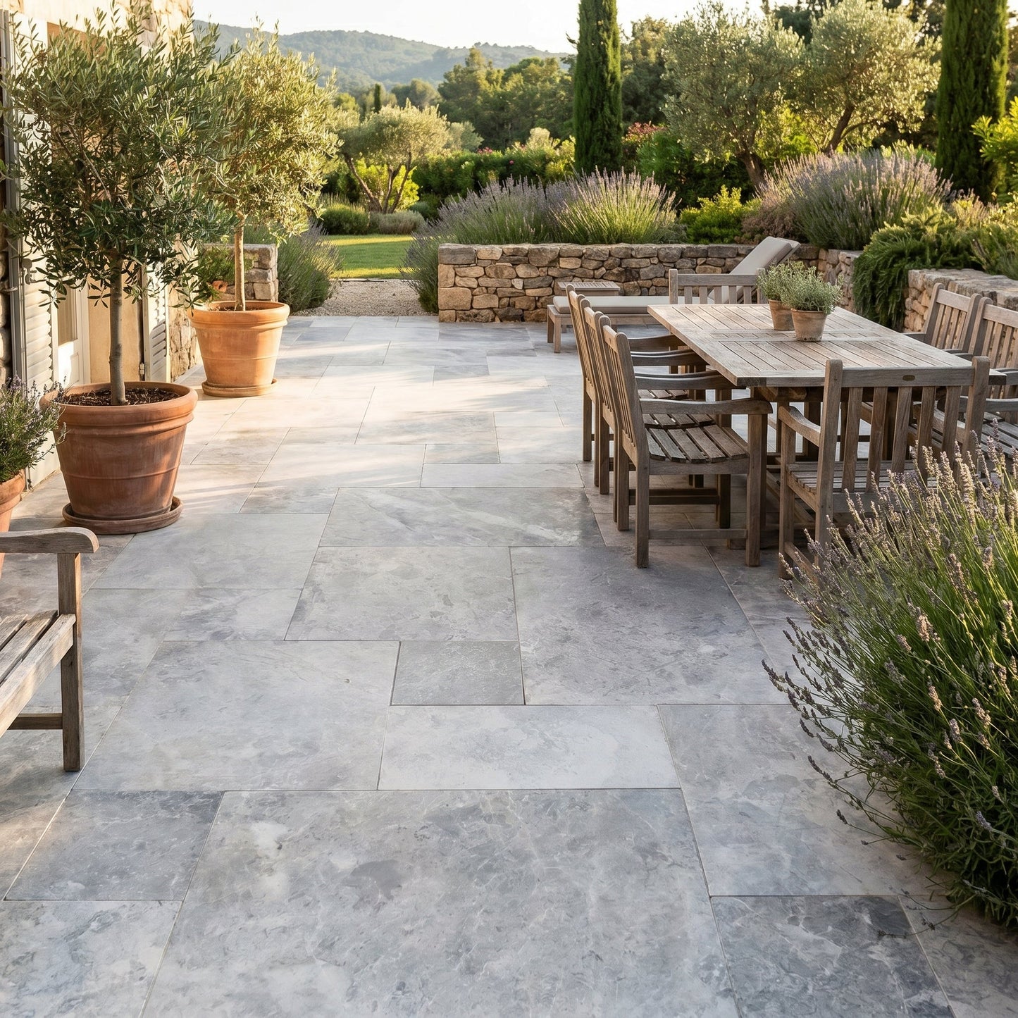 Talya Gray Marble Leather Finish Pavers (3 cm Thickness)