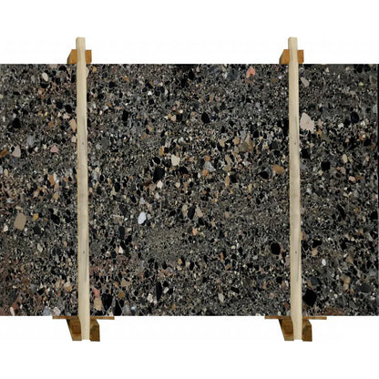 Terrazo Black Conglomerate Bookmatching Polished Marble Slab