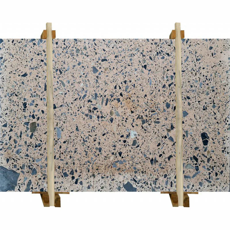 Terrazo Gold Conglomerate Bookmatching Polished Marble Slab