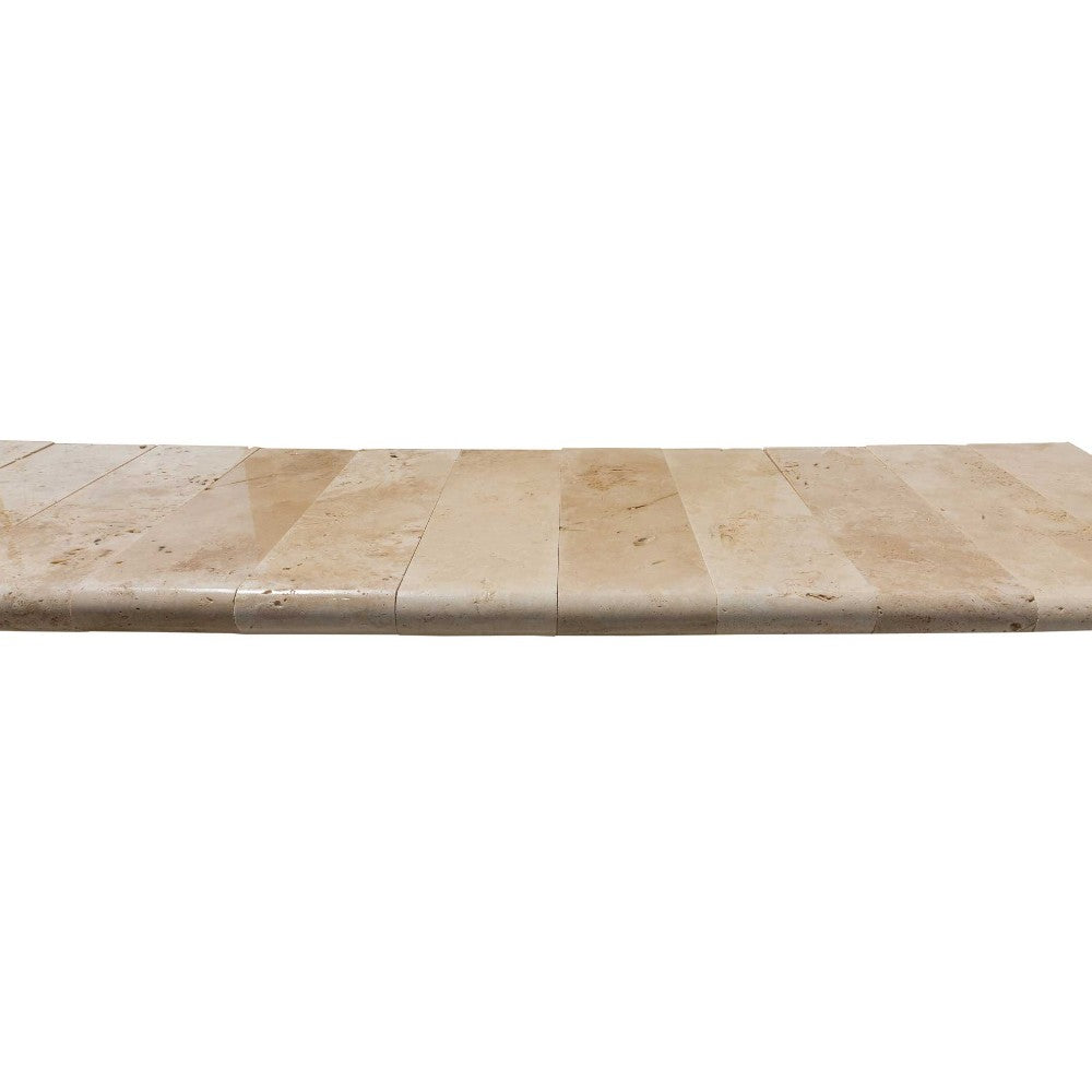 Travertine pool coping bullnosed paver tumbled size 6x12 SKU-20030002 product shot front view