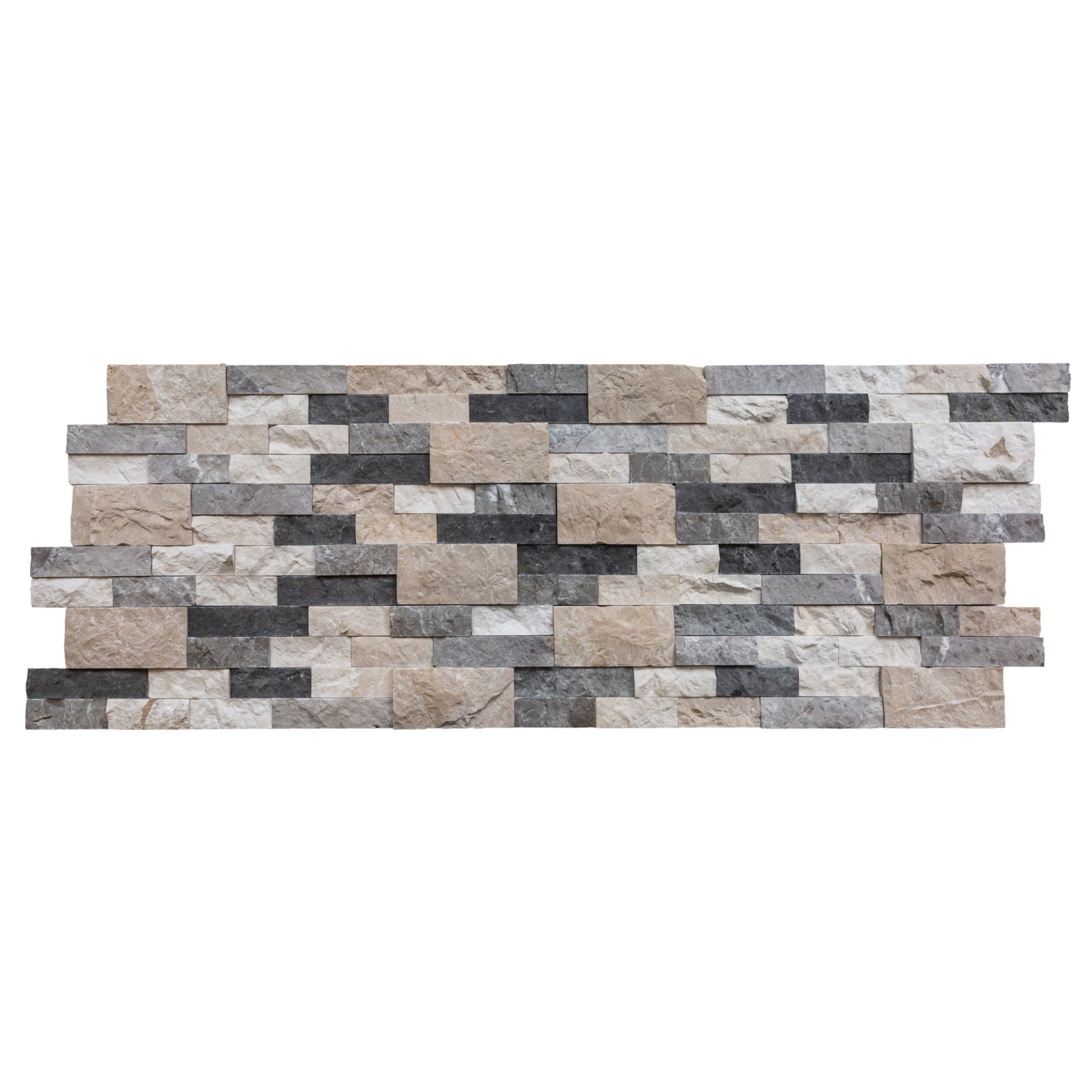 Tundra Gray Mix Ledger 3D Panel 6"x24" Split-face Natural Marble Wall Tile