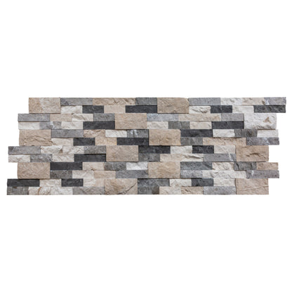 Tundra Gray Mix Ledger 3D Panel 6"x24" Split-face Marble Wall Tile - Full Truckload