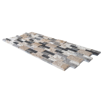 Tundra Gray Mix Ledger 3D Panel 6"x24" Split-face Marble Wall Tile - Full Truckload