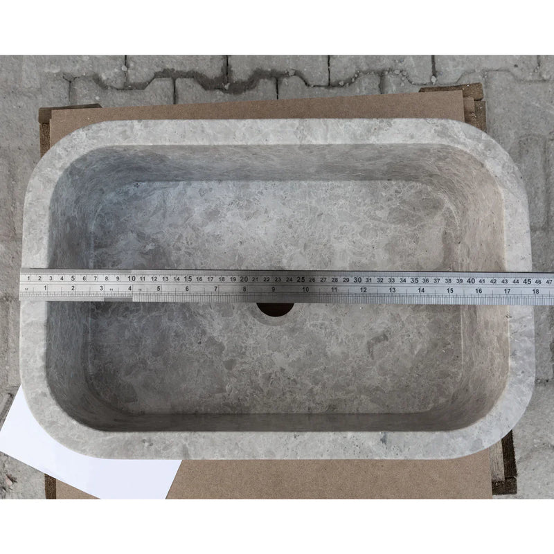 Tundra Gray Marble Rectangular Wall-mount Bathroom Sink (W)12" (L)18" (H)7"