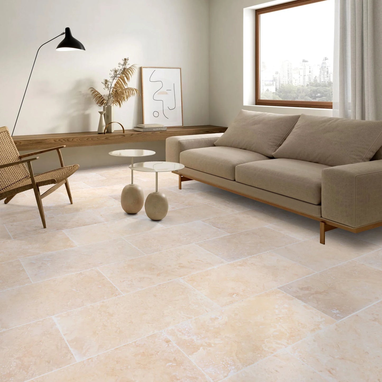 Tuscany Beige Honed and Filled Travertine Wall and Floor Tiles