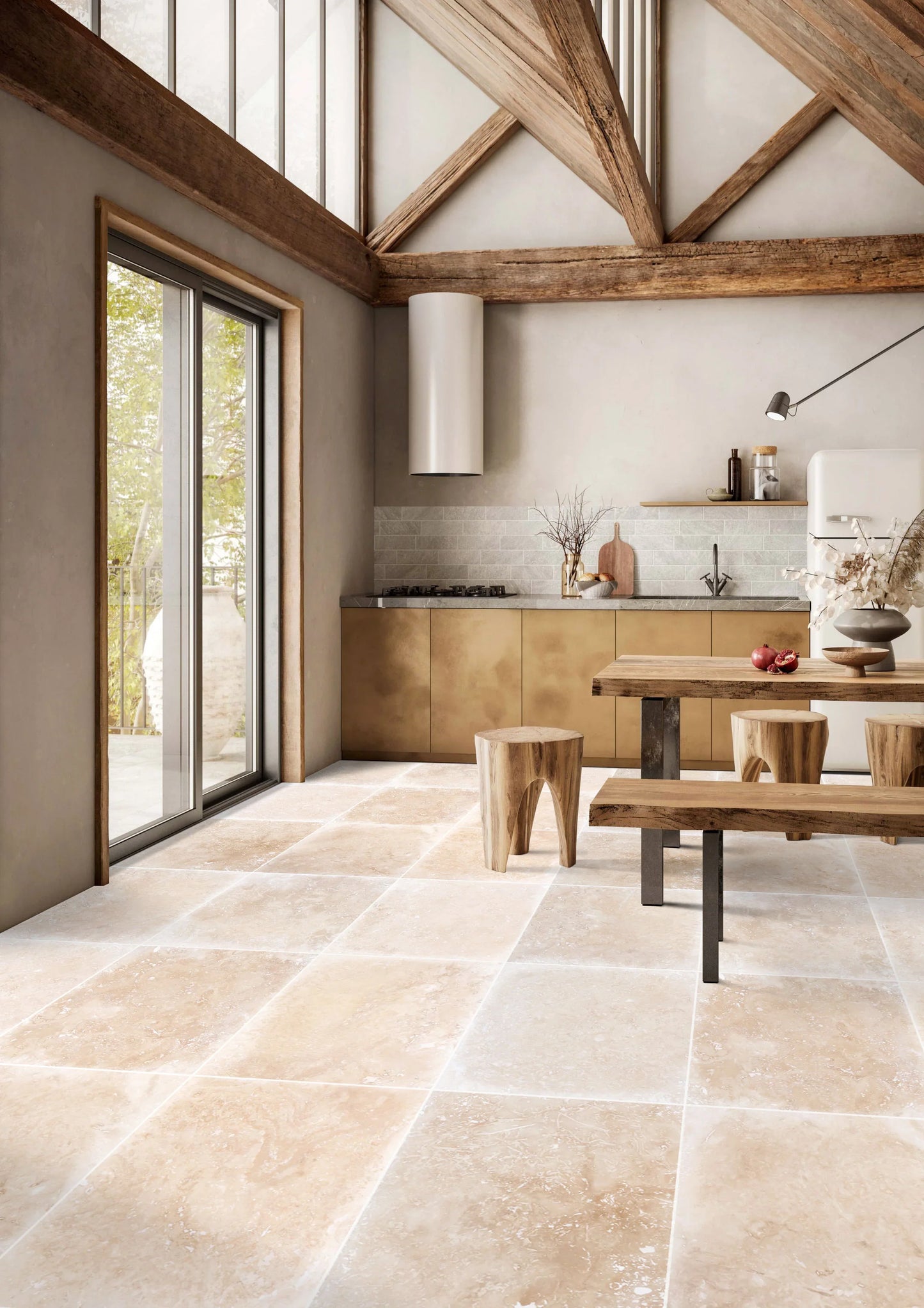 Tuscany Beige Honed and Filled Travertine Wall and Floor Tiles