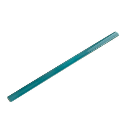 Turquoise Blue 0.6x12 Glossy Porcelain Bullnose Tile Trim (10 pack, 0.5 sq ft/case) - Sample