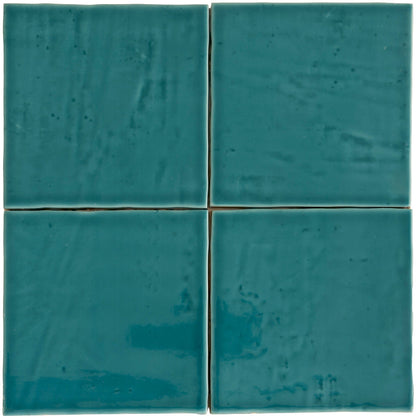 Turquoise Blue 6x6 Glossy Square Porcelain Tile (19 pack, 4.65 sq ft/case) - Sample