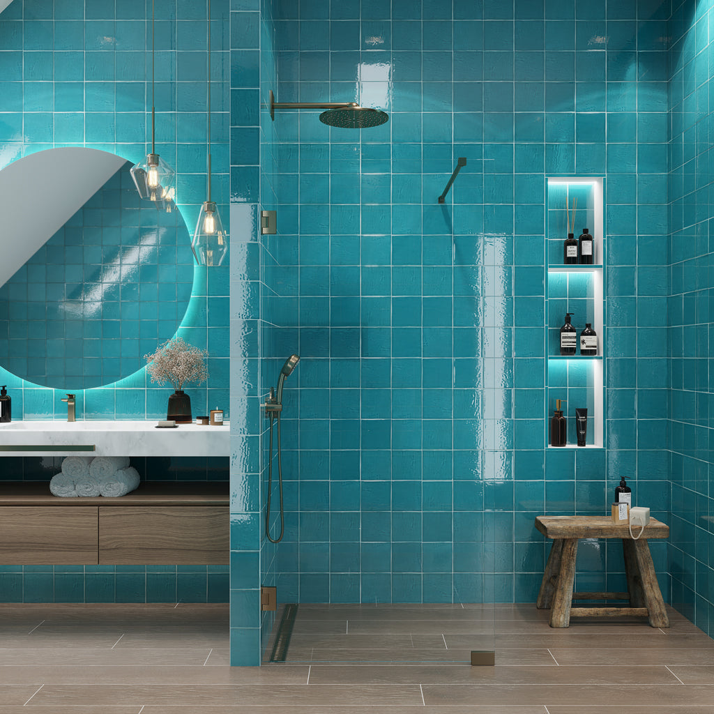 Turquoise Blue 6x6 Glossy Square Porcelain Tile (19 pack, 4.65 sq ft/case)
