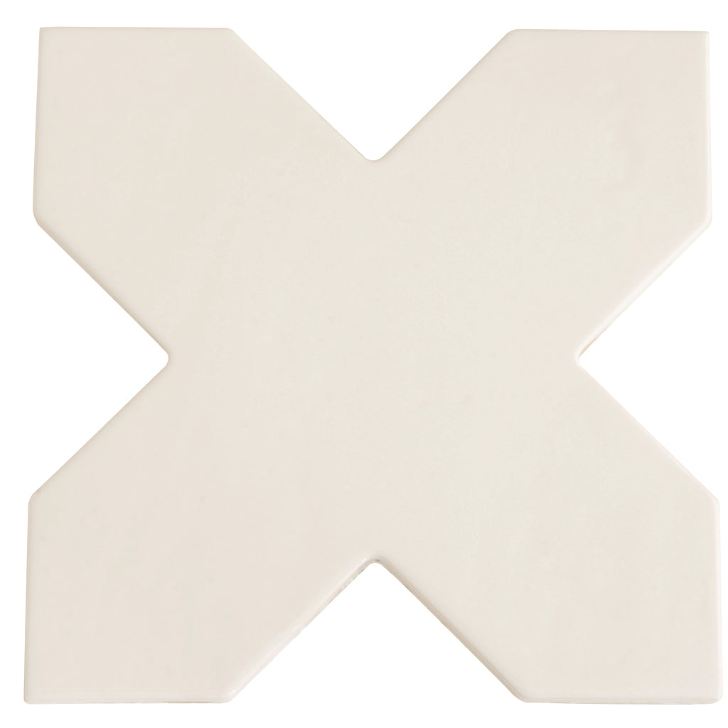 Pearl White 7x7 Glossy Cross Porcelain Tile (16 pack, 5.6 sq ft/case)