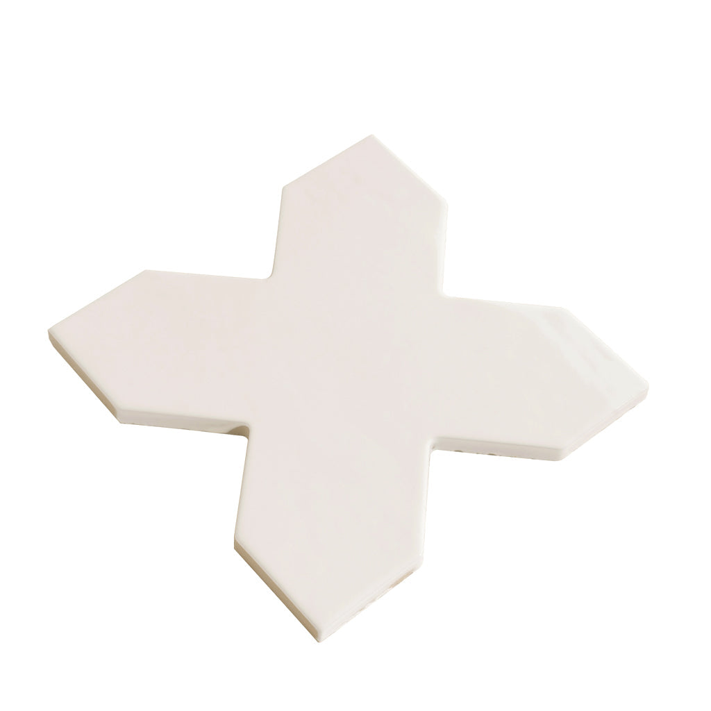 Pearl White 7x7 Glossy Cross Porcelain Tile (16 pack, 5.6 sq ft/case)