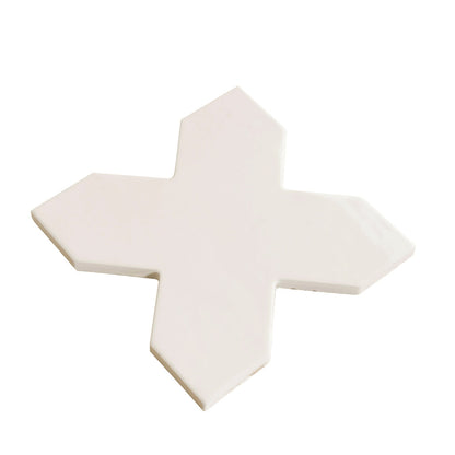 Pearl White 7x7 Glossy Cross Porcelain Tile (16 pack, 5.6 sq ft/case)