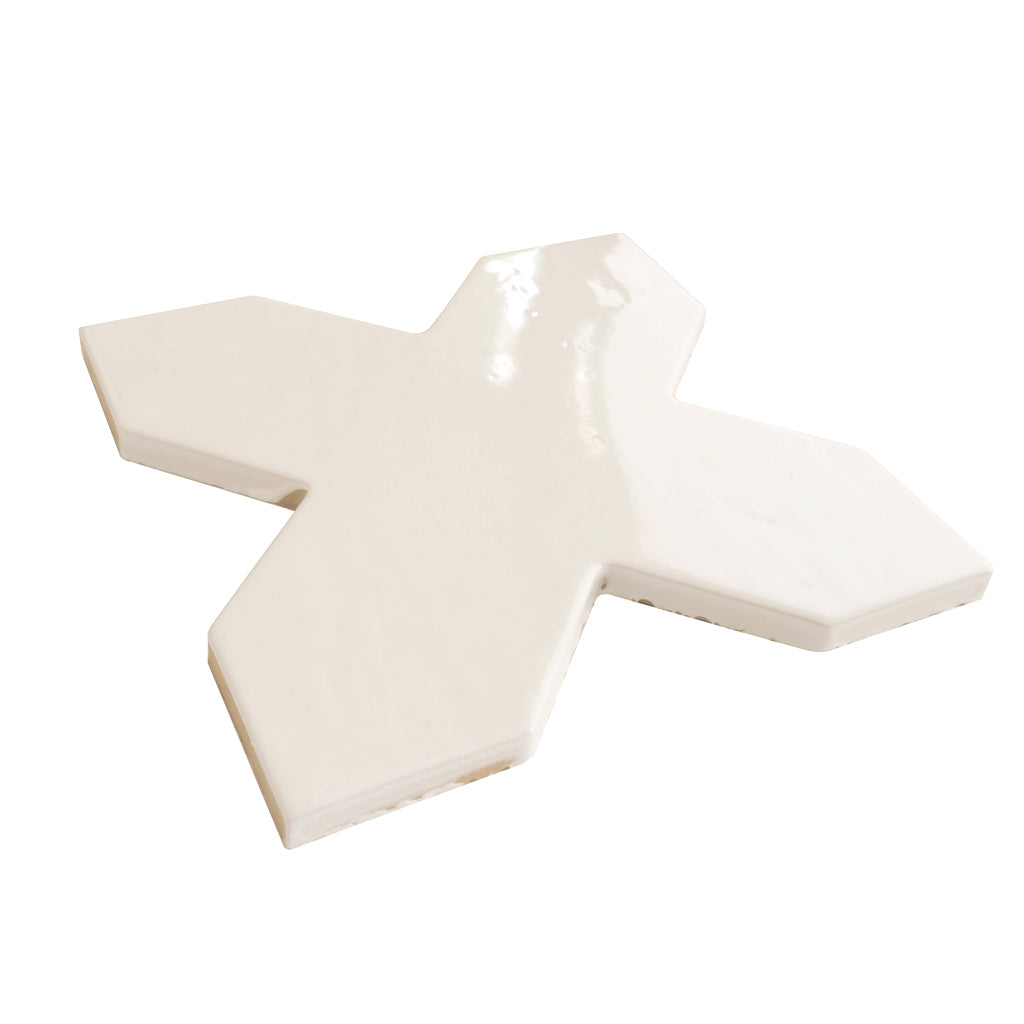Pearl White 7x7 Glossy Cross Porcelain Tile (16 pack, 5.6 sq ft/case)