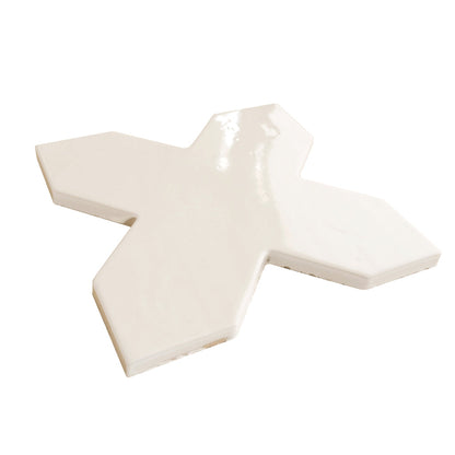 Pearl White 7x7 Glossy Cross Porcelain Tile (16 pack, 5.6 sq ft/case) - Sample