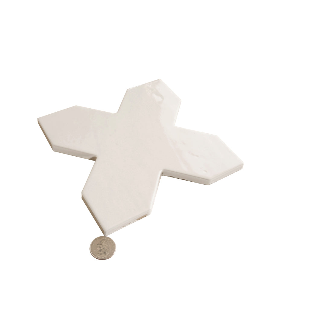 Pearl White 7x7 Glossy Cross Porcelain Tile (16 pack, 5.6 sq ft/case)