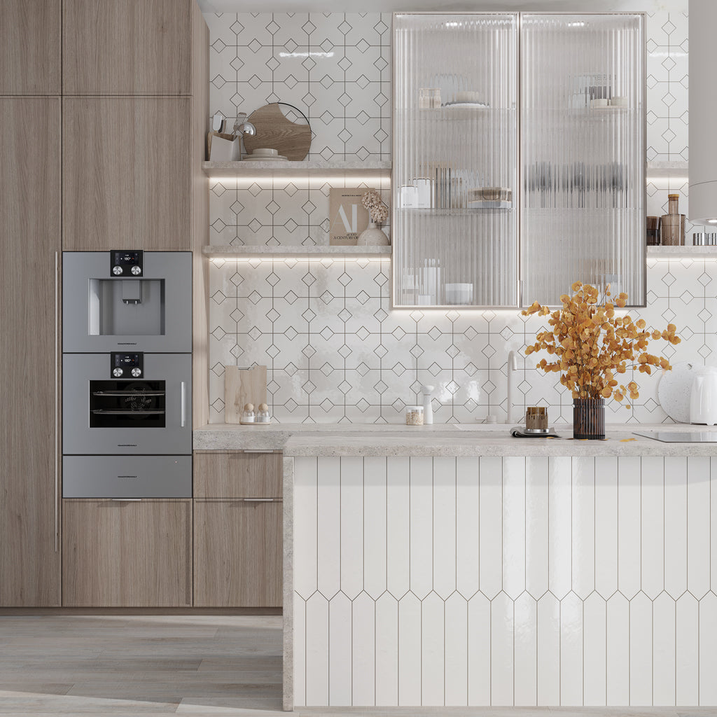 Pearl White 7x7 Glossy Cross Porcelain Tile (16 pack, 5.6 sq ft/case)