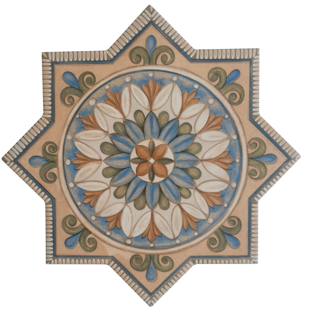Terracotta Sage Green-Blue 7x7 Matte Star Porcelain Tile (16 pack, 6.46 sq ft/case)
