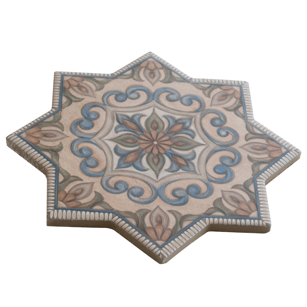 Terracotta Blue Olive Green 7x7 Matte Star Porcelain Tile (16 pack, 6.46 sq ft/case)