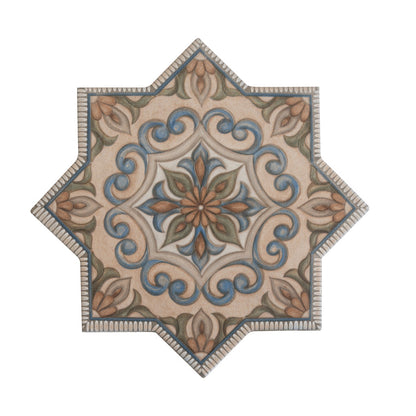 Terracotta Blue Olive Green 7x7 Matte Star Porcelain Tile (16 pack, 6.46 sq ft/case)