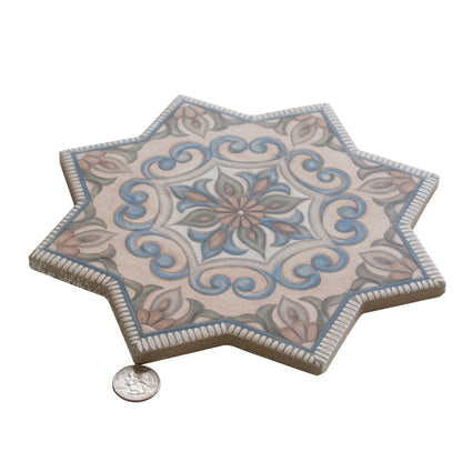 Terracotta Blue Olive Green 7x7 Matte Star Porcelain Tile (16 pack, 6.46 sq ft/case)