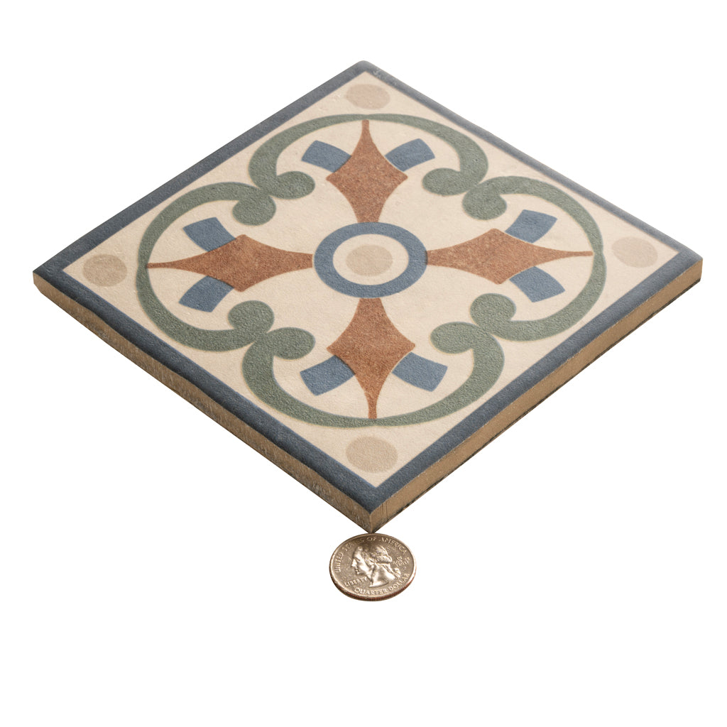 Terracotta Blue Green 6x6 Matte Square Porcelain Tile (19 pack, 4.65 sq ft/case)